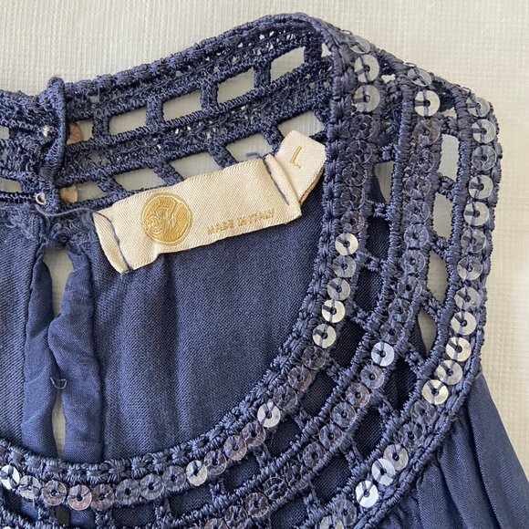 Made in Italy Halter Neck midnight blue Sleeveless Silk blend Chiffon Dress - Picture 11 of 15